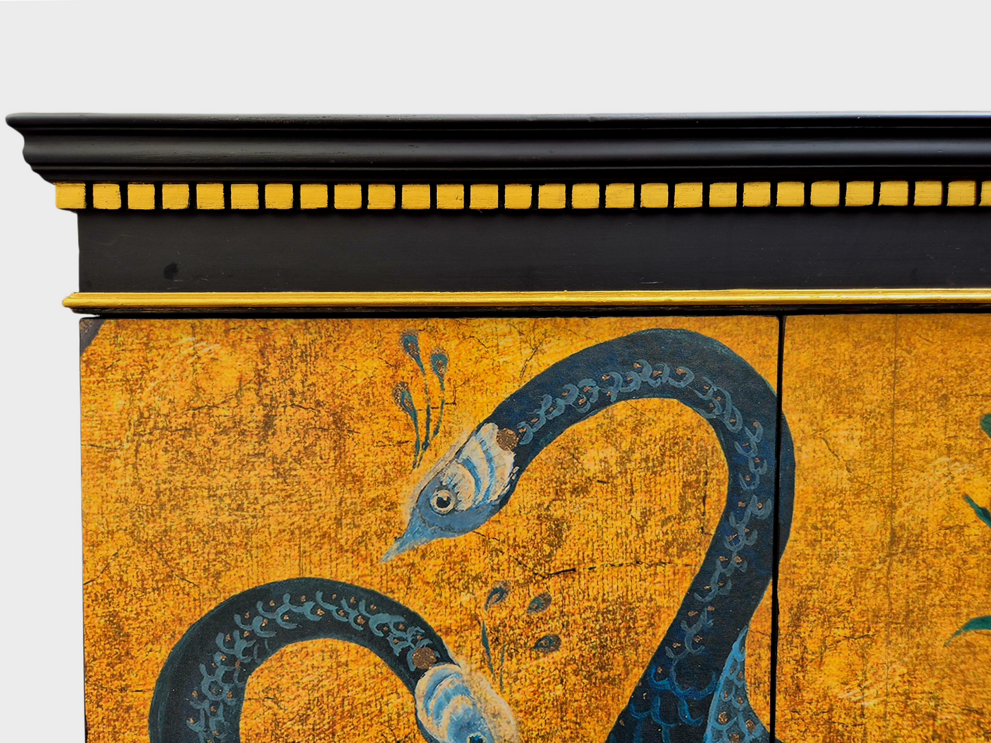 Luxury Cocktail Drinks Cabinet with Chinoiserie Decoupage Pink Neon Interior