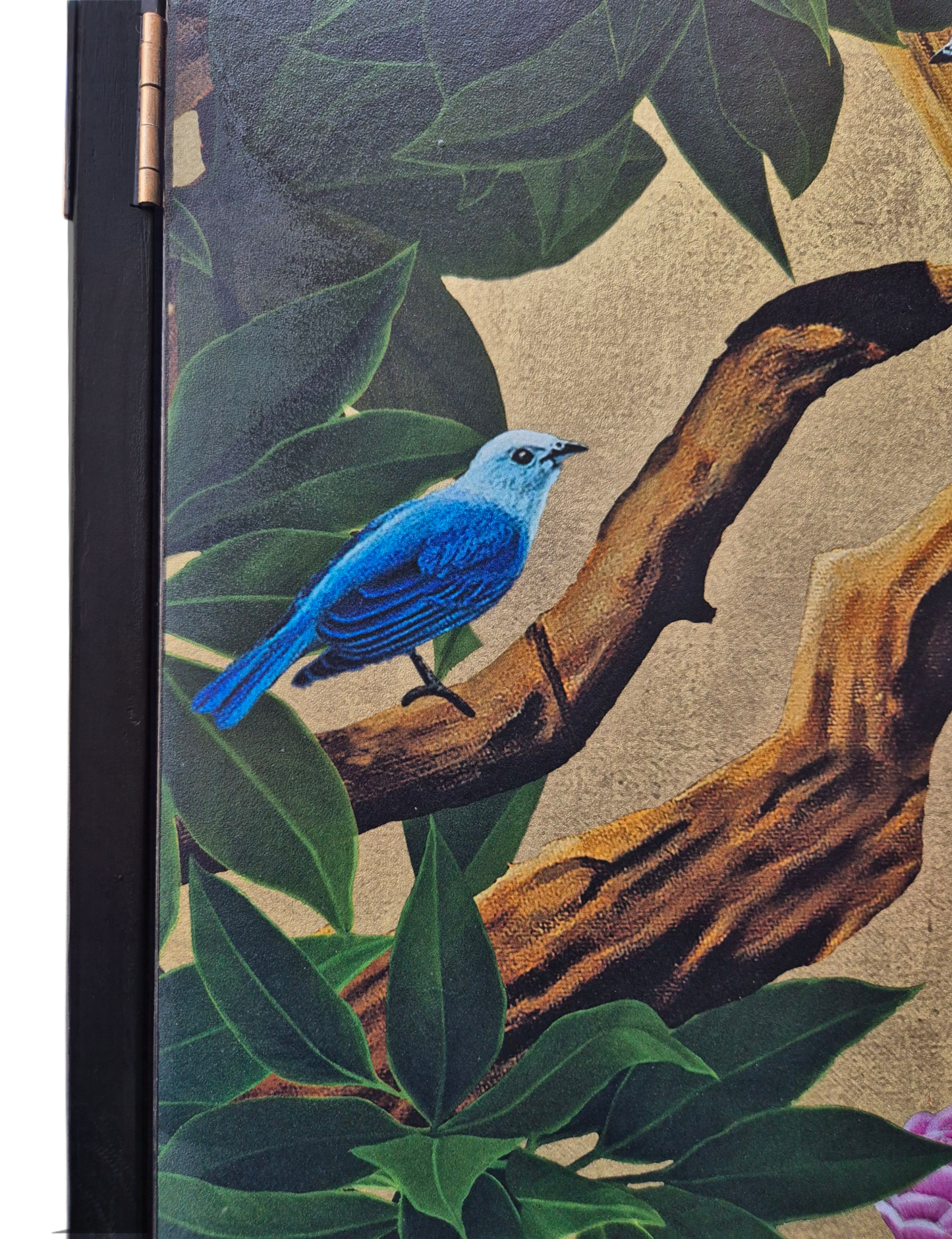 Stunning Upcycled Vintage Cocktail Cabinet Gold Peacock with Chinoiserie Decoupage and Gold Interior