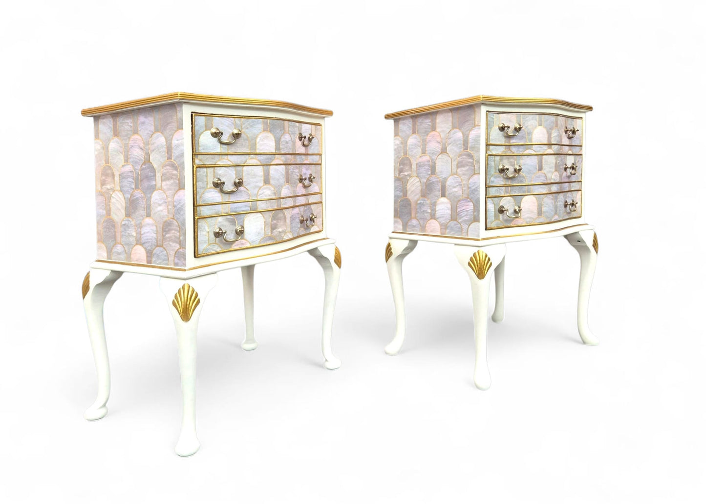 Pair of Professionally Upcycled Bedsides with Art Deco Bethan Gray Decoupage