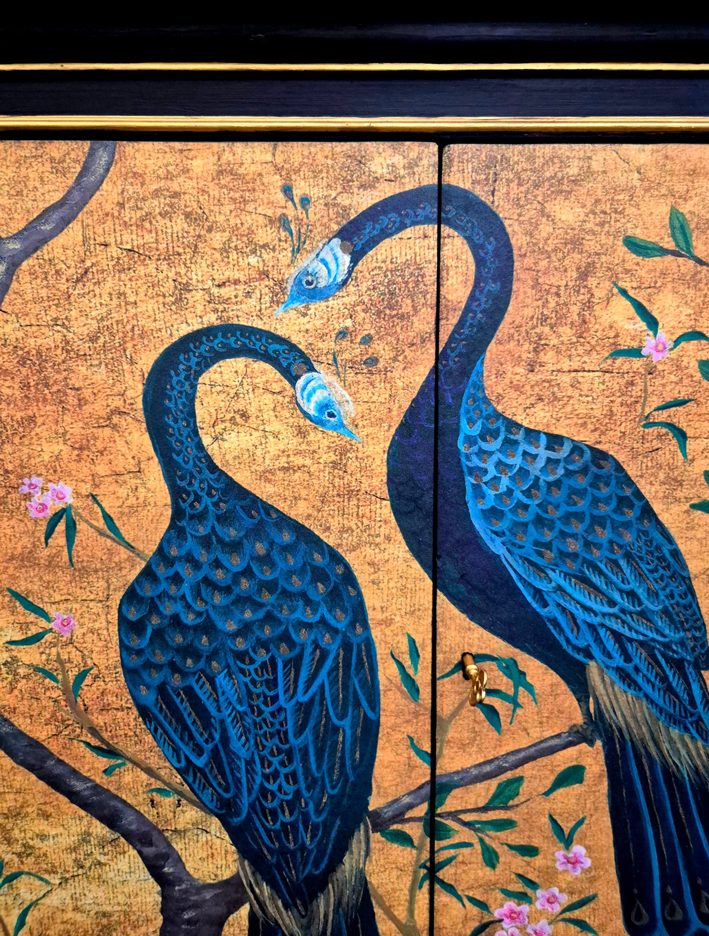 Luxury Upcycled Vintage Cocktail Cabinet with Edo Chinoiserie Decoupage