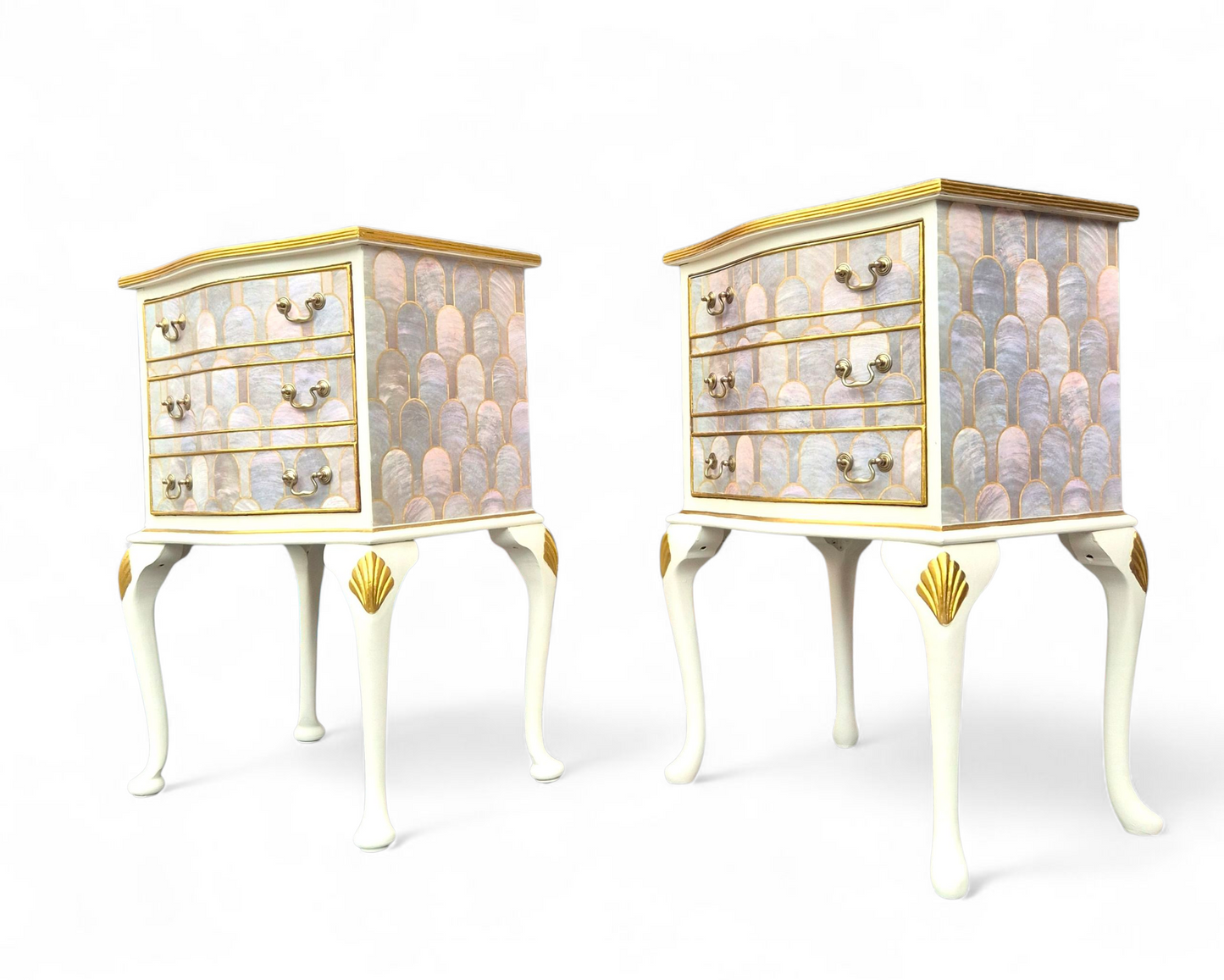 Pair of Professionally Upcycled Bedsides with Art Deco Bethan Gray Decoupage