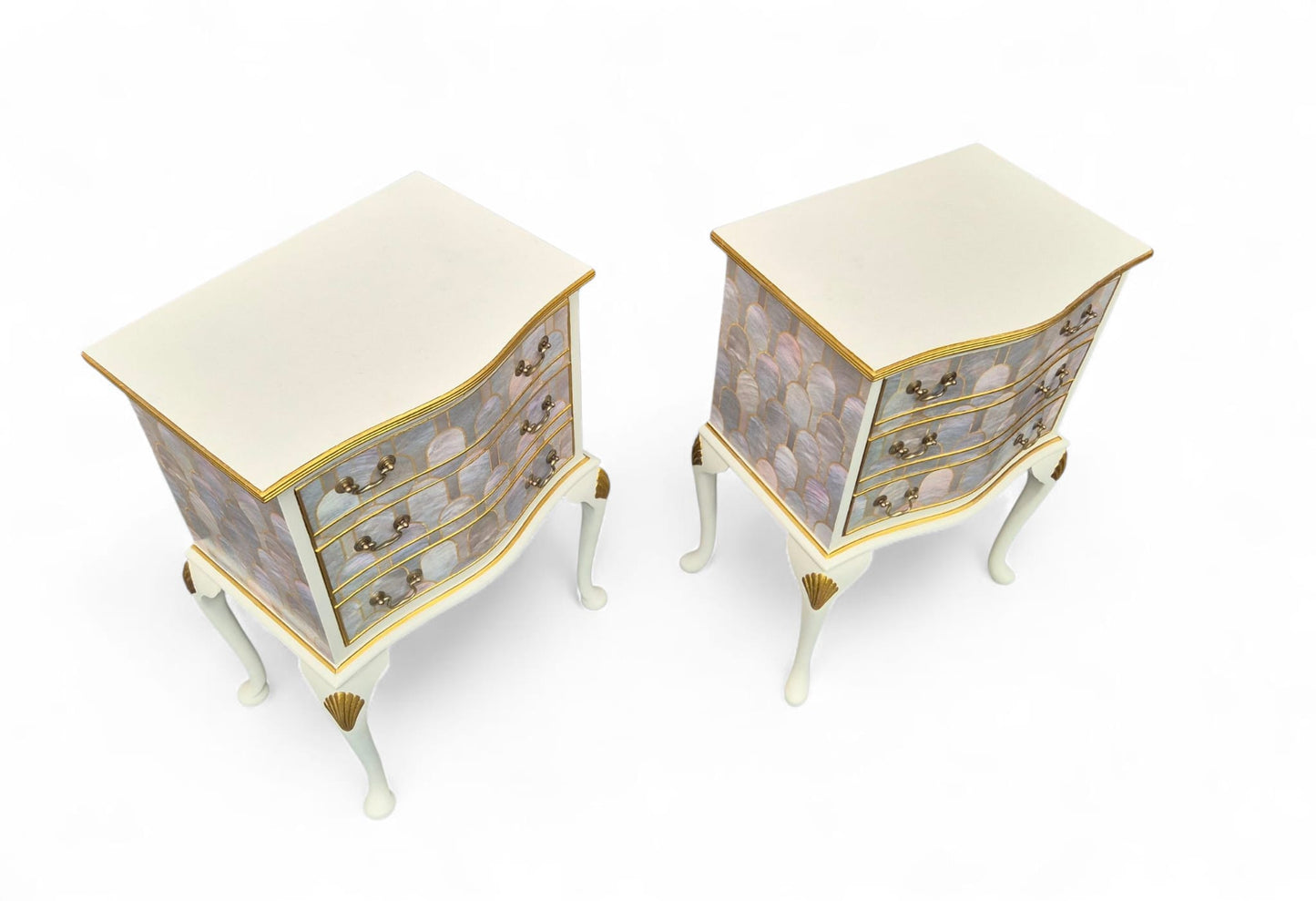 Pair of Professionally Upcycled Bedsides with Art Deco Bethan Gray Decoupage