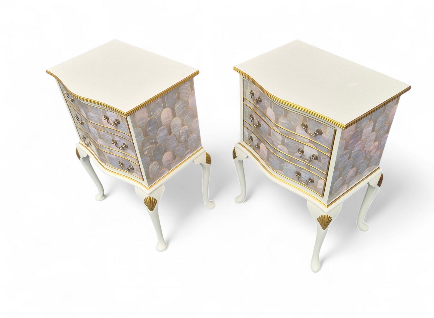 Pair of Professionally Upcycled Bedsides with Art Deco Bethan Gray Decoupage