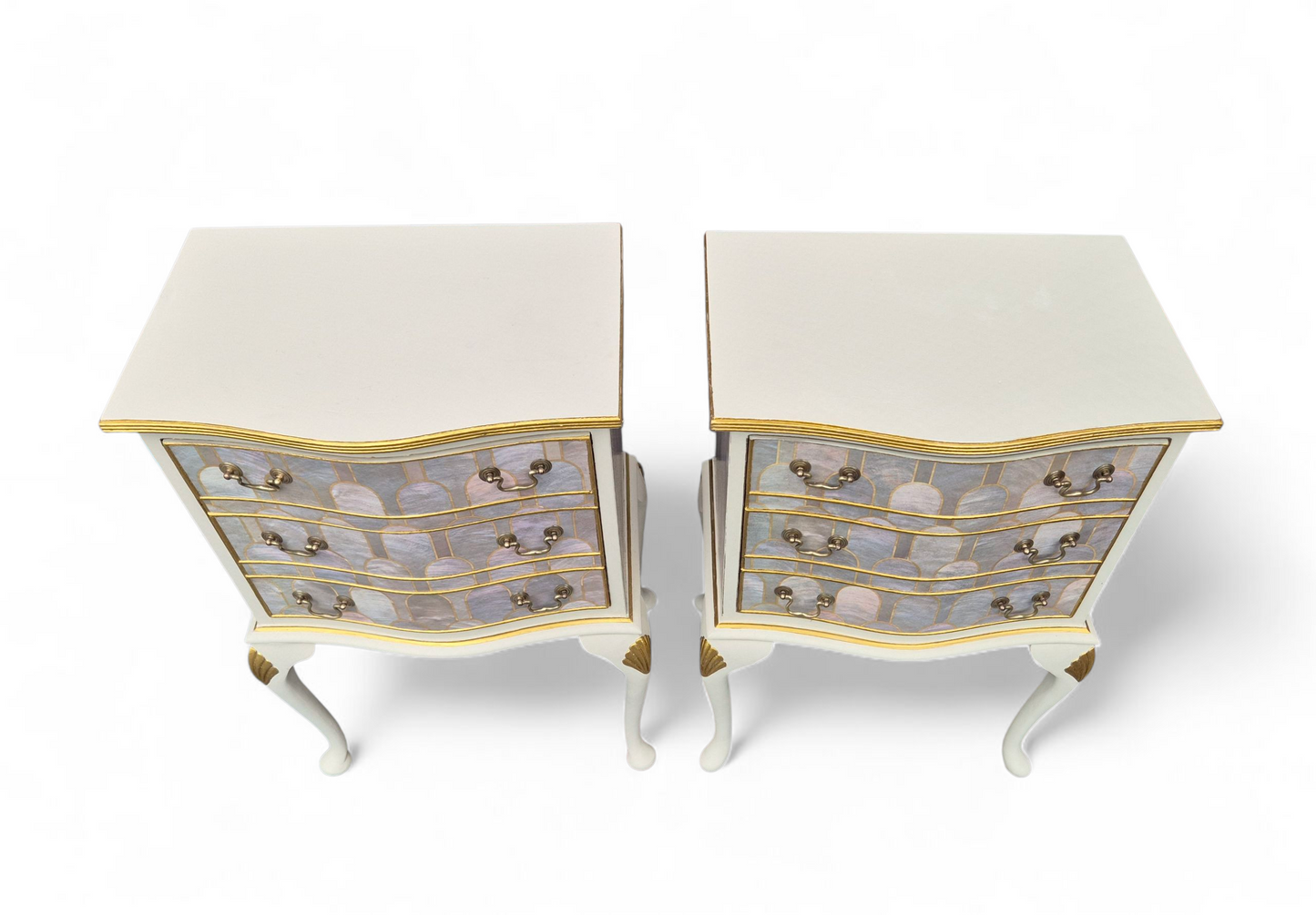Pair of Professionally Upcycled Bedsides with Art Deco Bethan Gray Decoupage