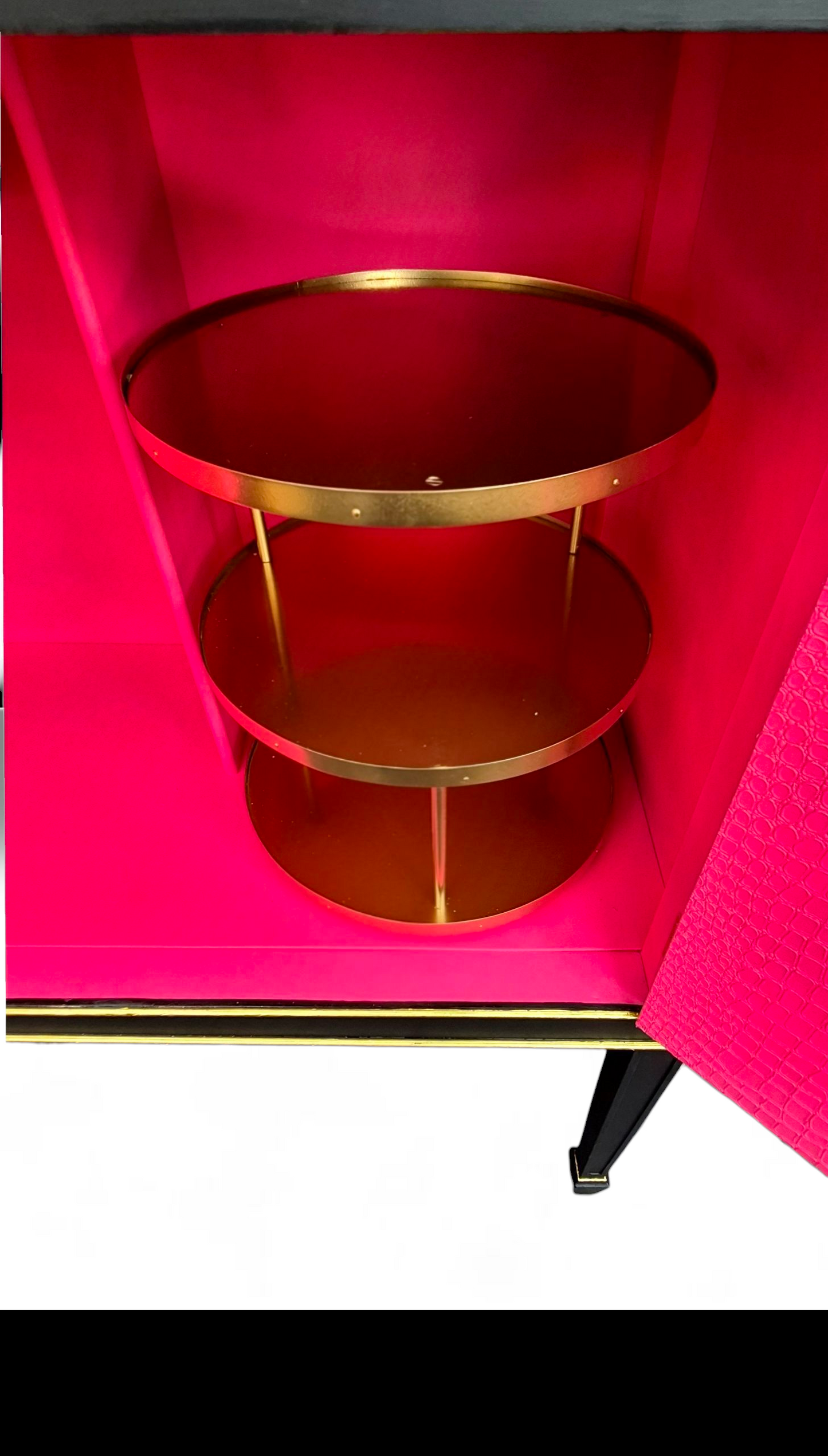 Stunning Upcycled Vintage Cocktail / Jewellery /Make up Cabinet with Masked Lady & Neon PInk