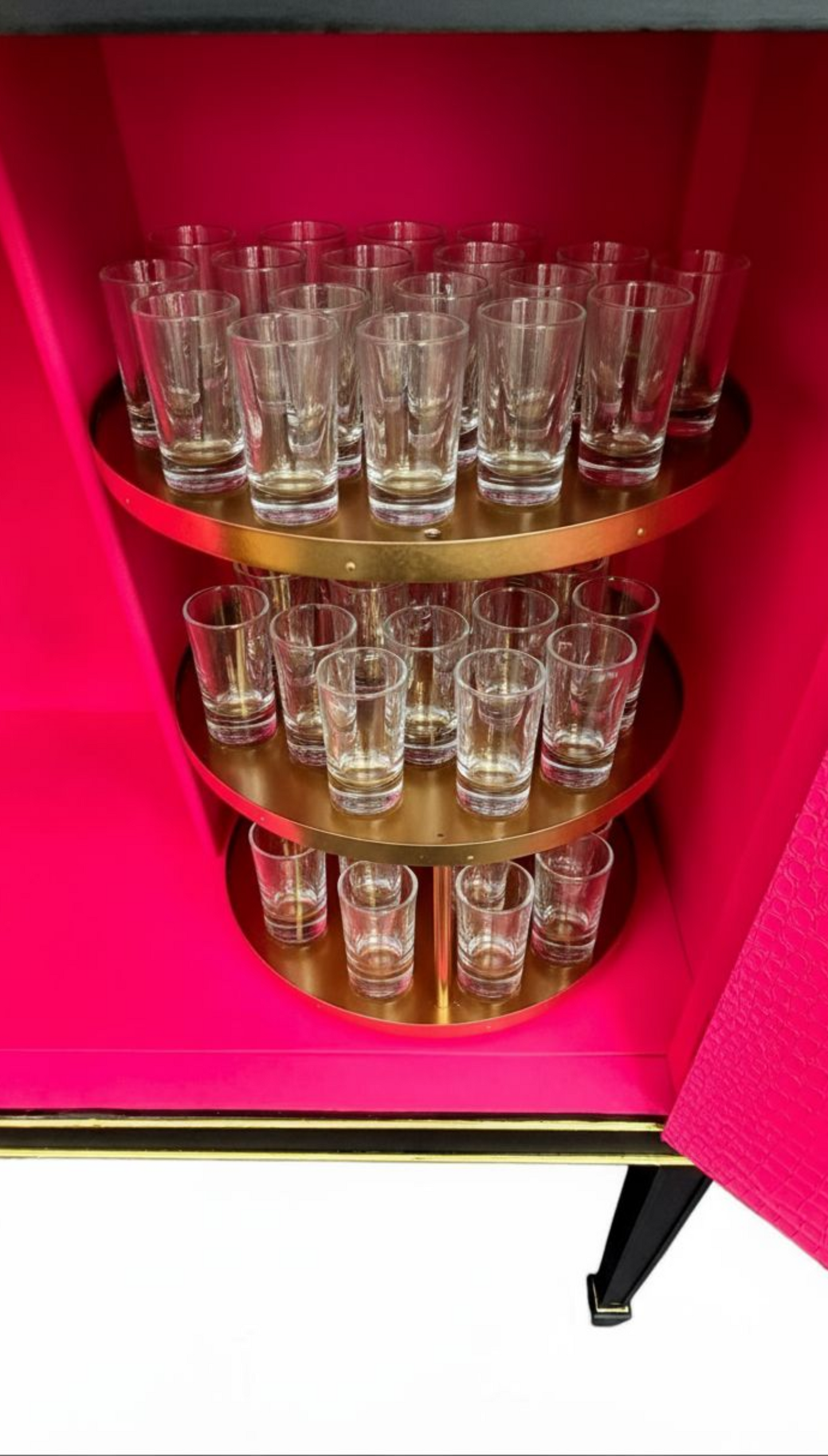 Stunning Upcycled Vintage Cocktail / Jewellery /Make up Cabinet with Masked Lady & Neon PInk