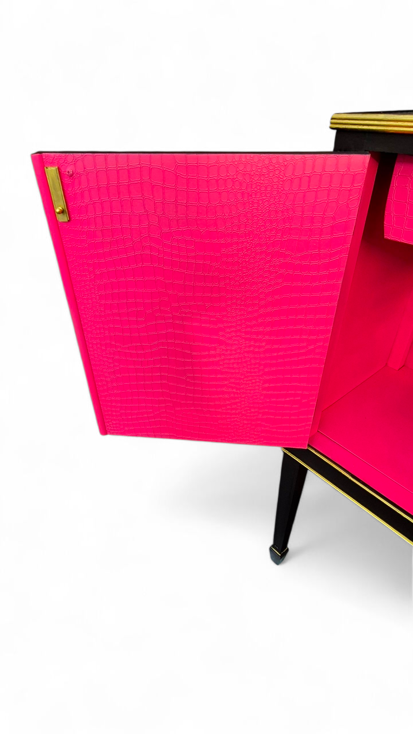 Stunning Upcycled Vintage Cocktail / Jewellery /Make up Cabinet with Masked Lady & Neon PInk
