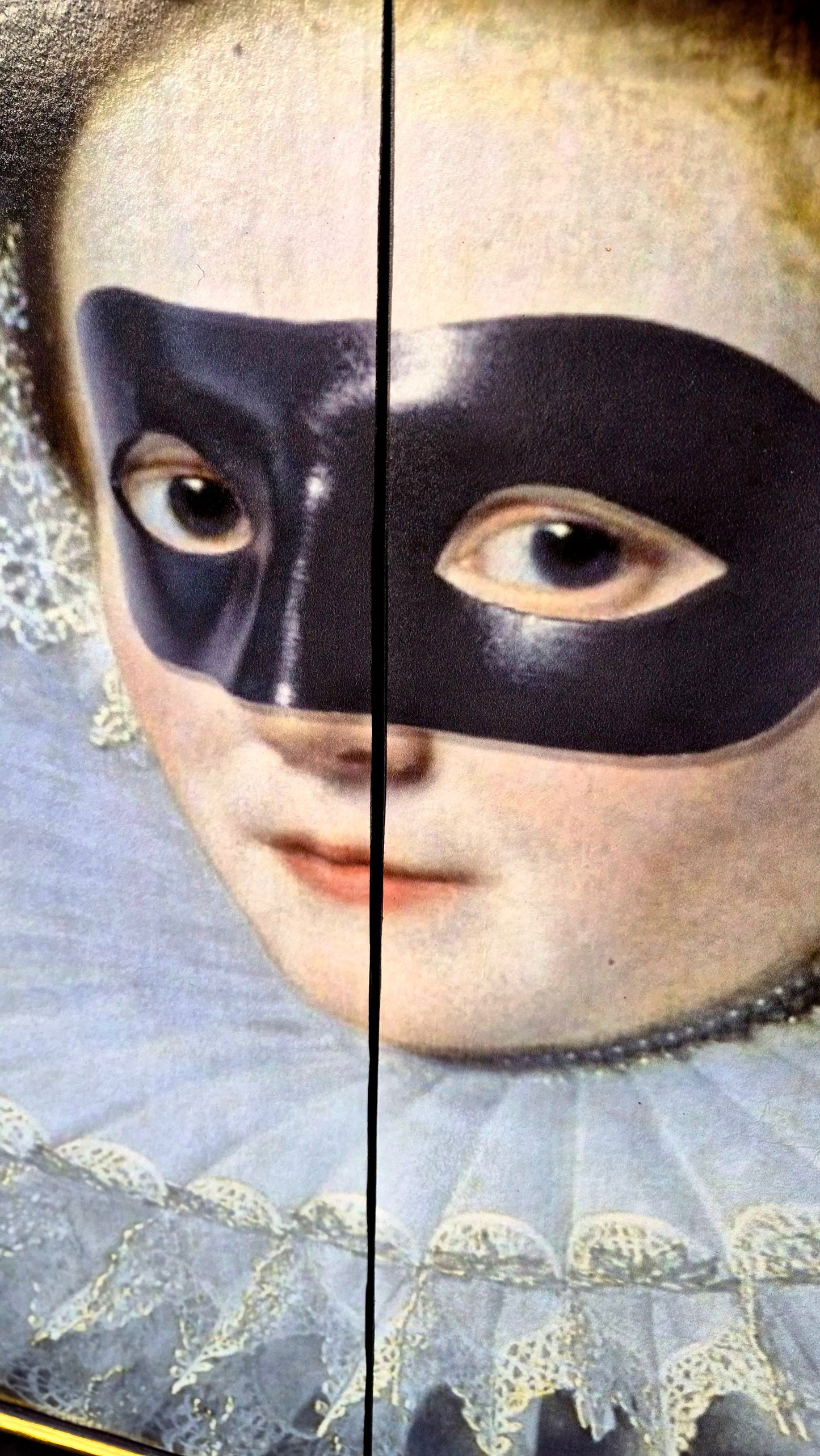 Stunning Upcycled Vintage Cocktail / Jewellery /Make up Cabinet with Masked Lady & Neon PInk