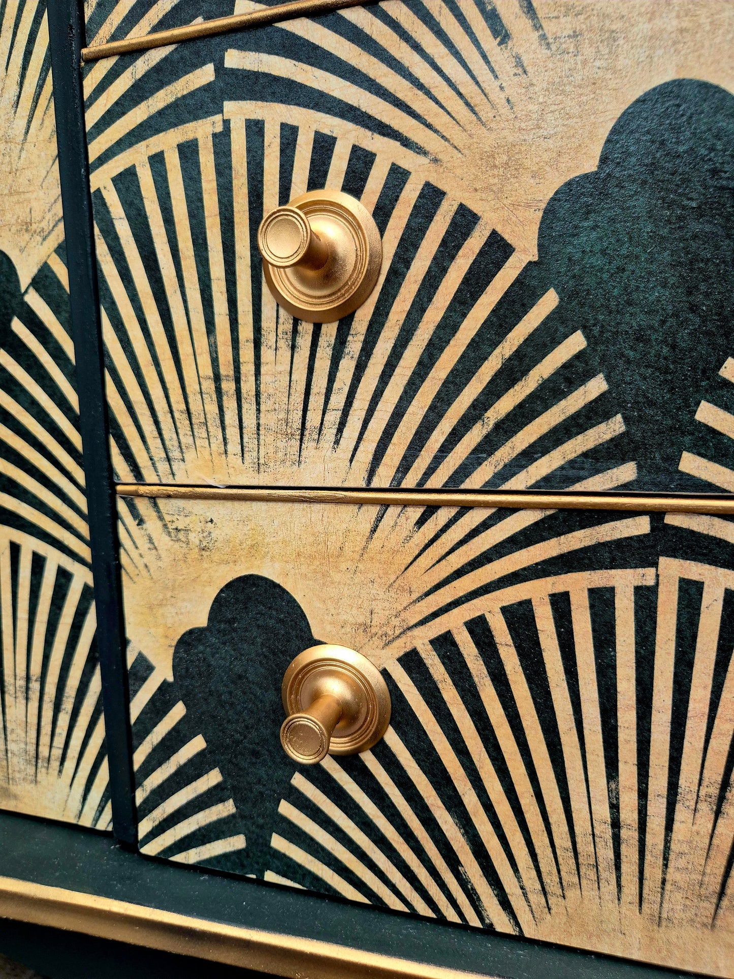 Luxury Upcycled Mid Century Vintage Sideboard / Cocktail with Art Deco Decoupage