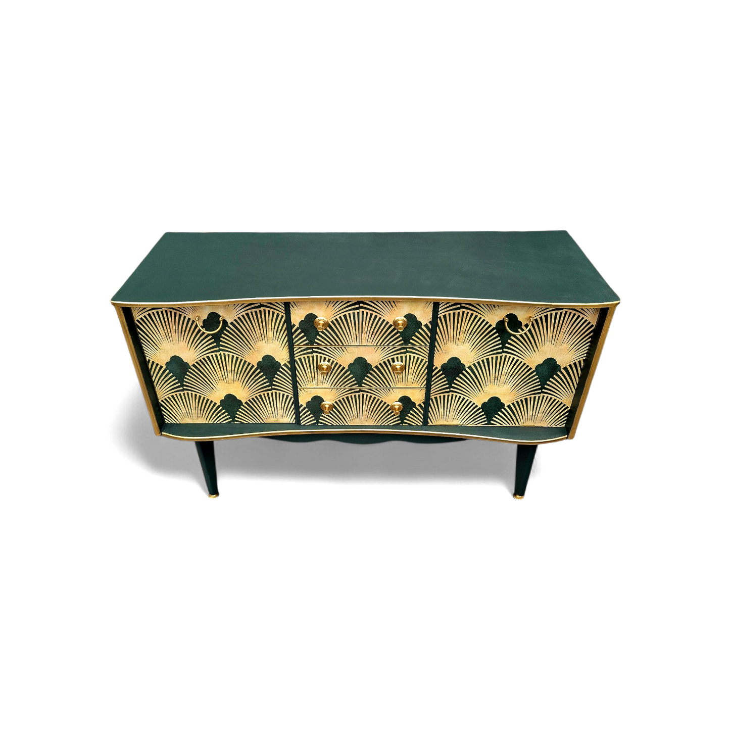 Luxury Upcycled Mid Century Vintage Sideboard / Cocktail with Art Deco Decoupage