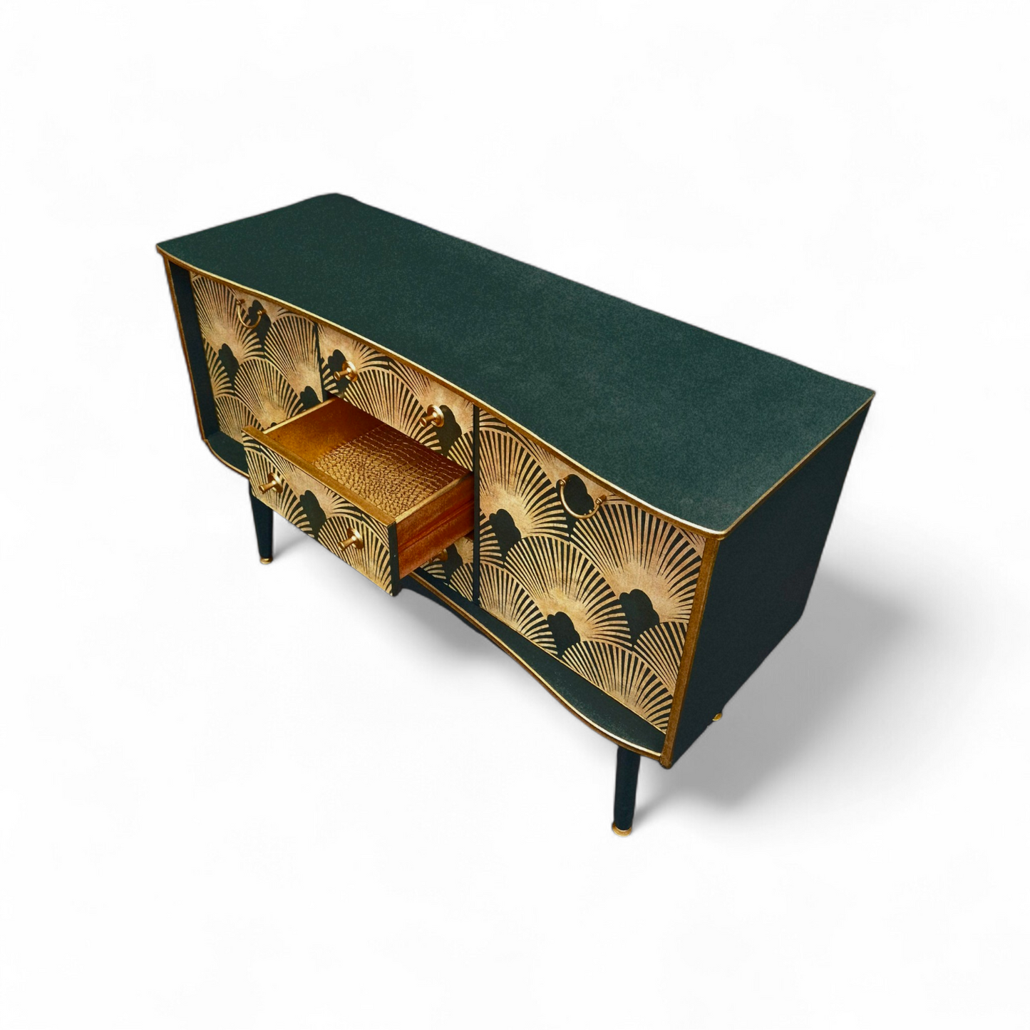 Luxury Upcycled Mid Century Vintage Sideboard / Cocktail with Art Deco Decoupage