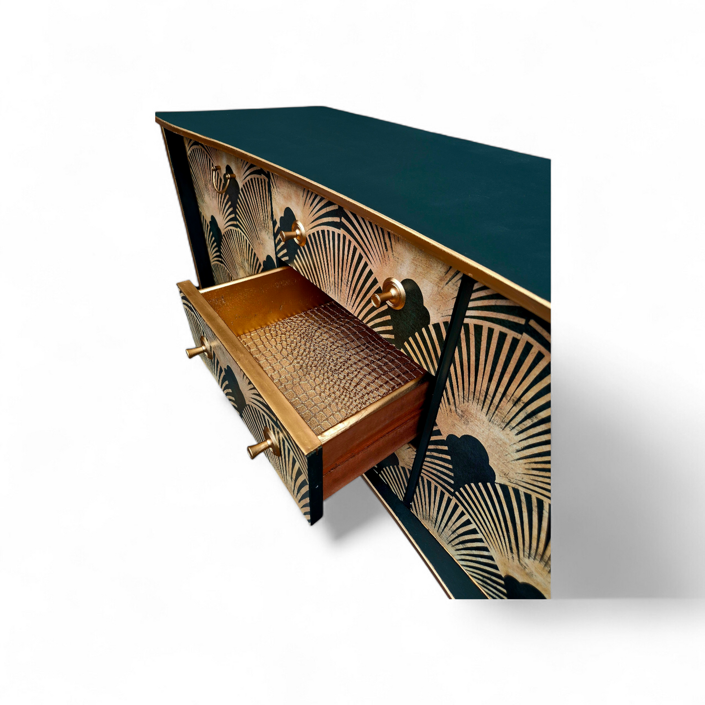 Luxury Upcycled Mid Century Vintage Sideboard / Cocktail with Art Deco Decoupage
