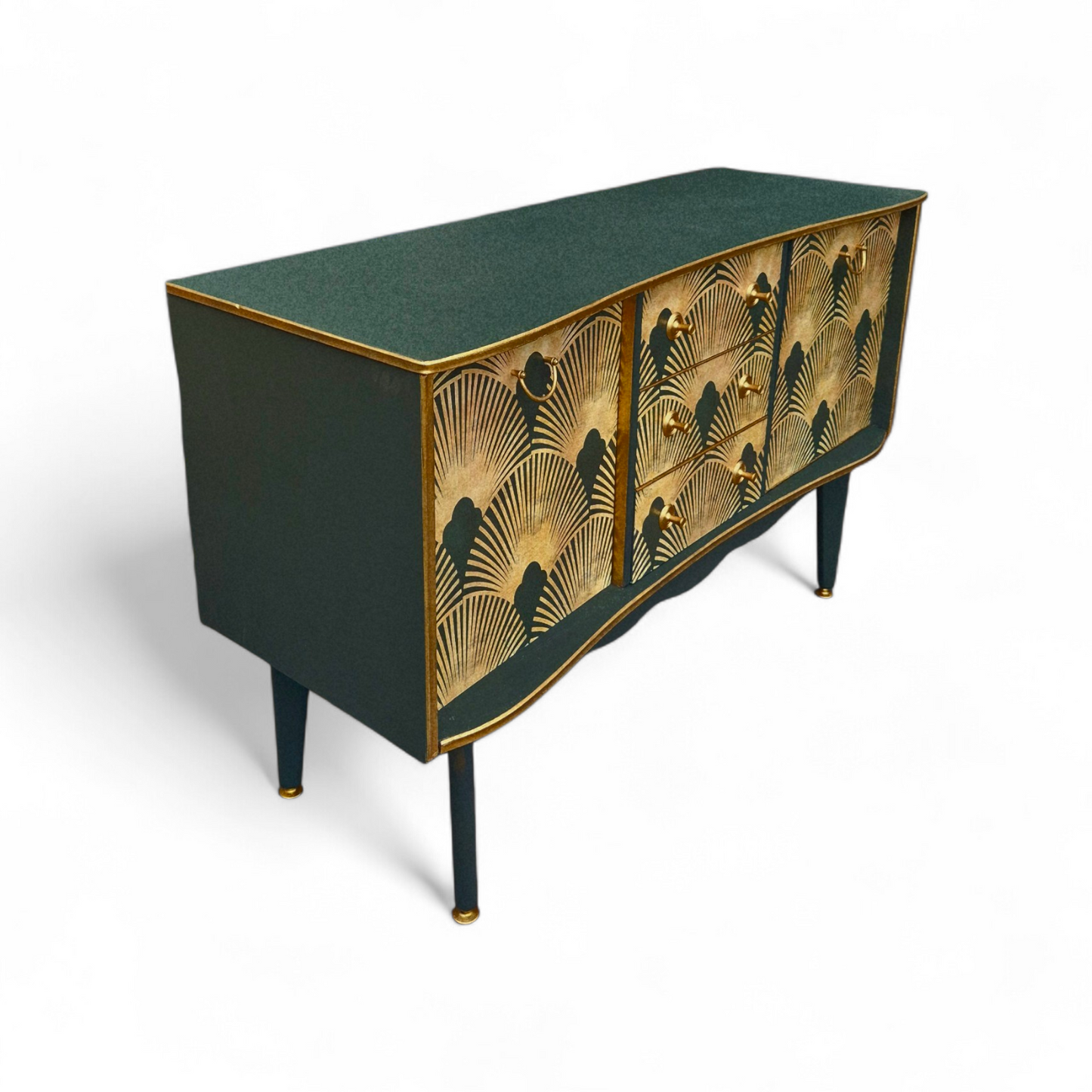 Luxury Upcycled Mid Century Vintage Sideboard / Cocktail with Art Deco Decoupage