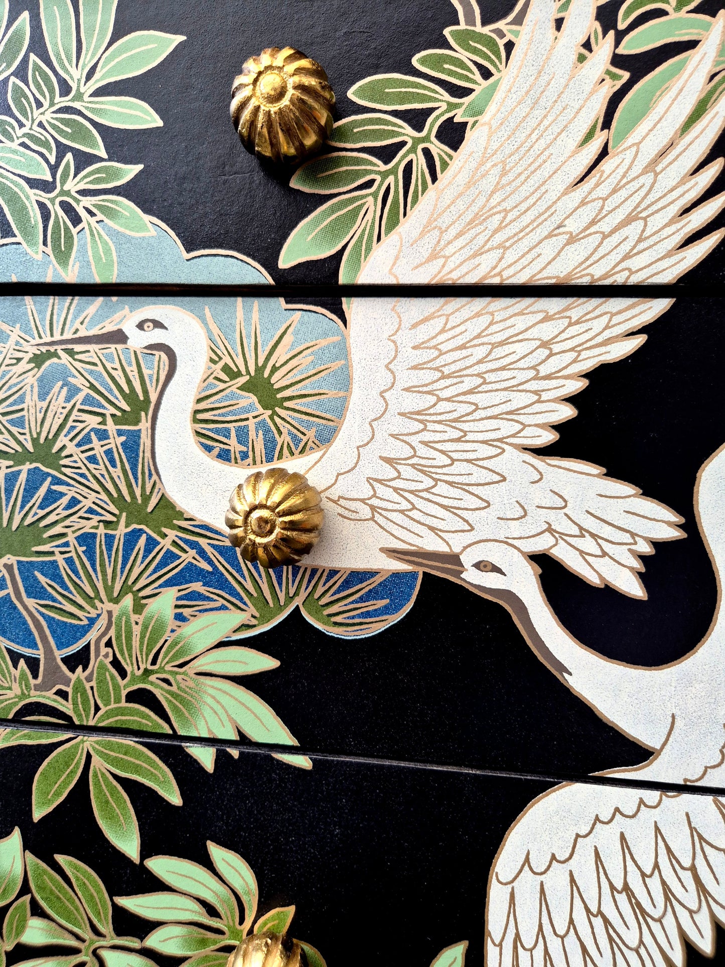 Stunning Professionally Upcycled Vintage Mid Century Chest of Drawers with Chinoiserie Design *Free Delivery*