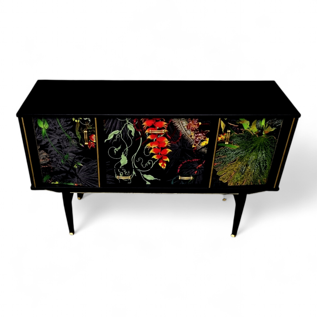 Luxury Upcycled Mid Century Sideboard / Cocktail Cabinet with Timorous Beasties
