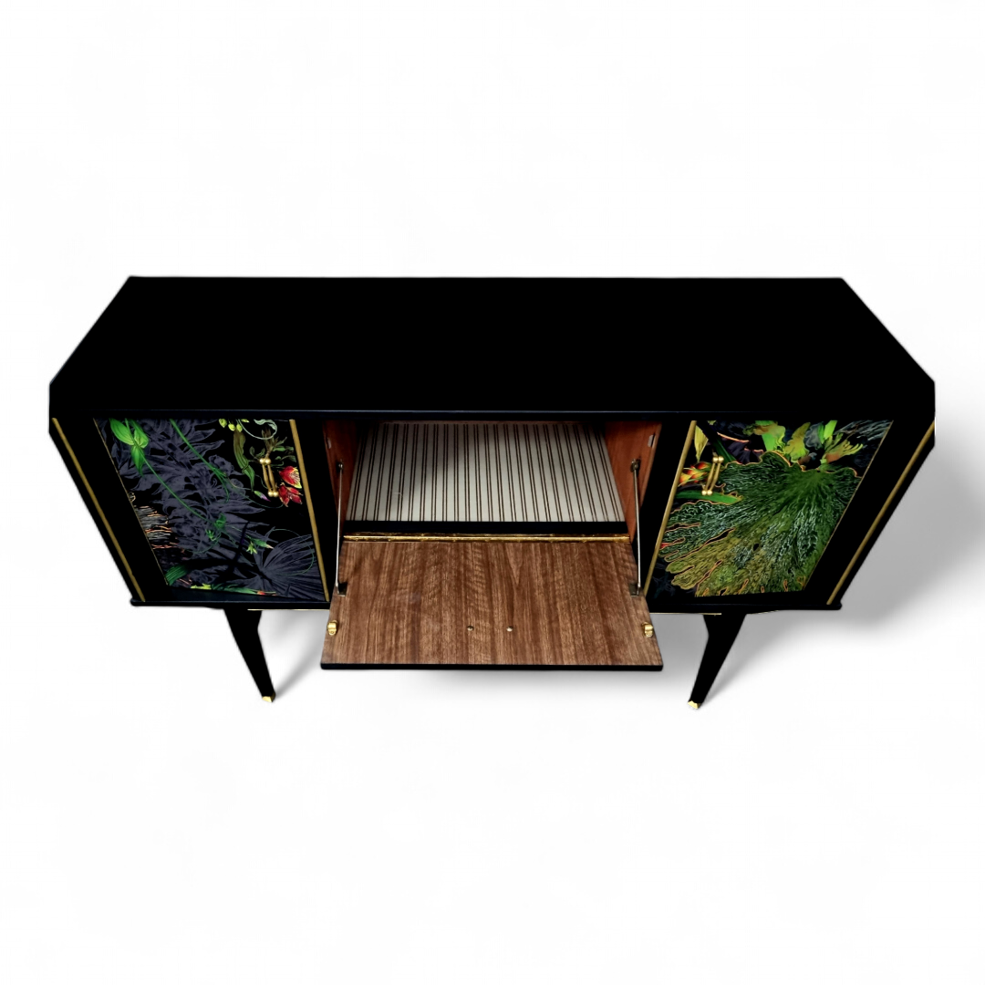 Luxury Upcycled Mid Century Sideboard / Cocktail Cabinet with Timorous Beasties
