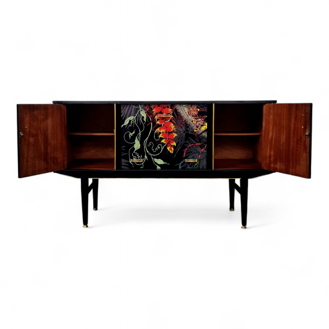 Luxury Upcycled Mid Century Sideboard / Cocktail Cabinet with Timorous Beasties