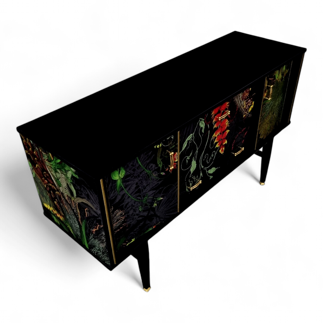 Luxury Upcycled Mid Century Sideboard / Cocktail Cabinet with Timorous Beasties