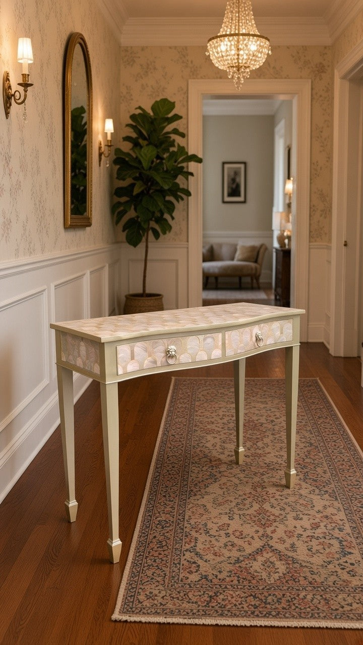 Vintage Table Console Side Hallway with Art Deco Bethan Gray Decoupage